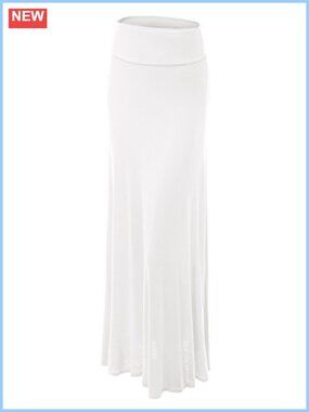 High Waist Fold Over Flowy Maxi Skirt Casual Long Full Skirt
